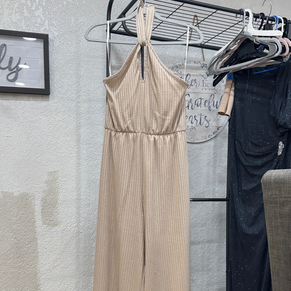 Chic Beige Halter Jumpsuit